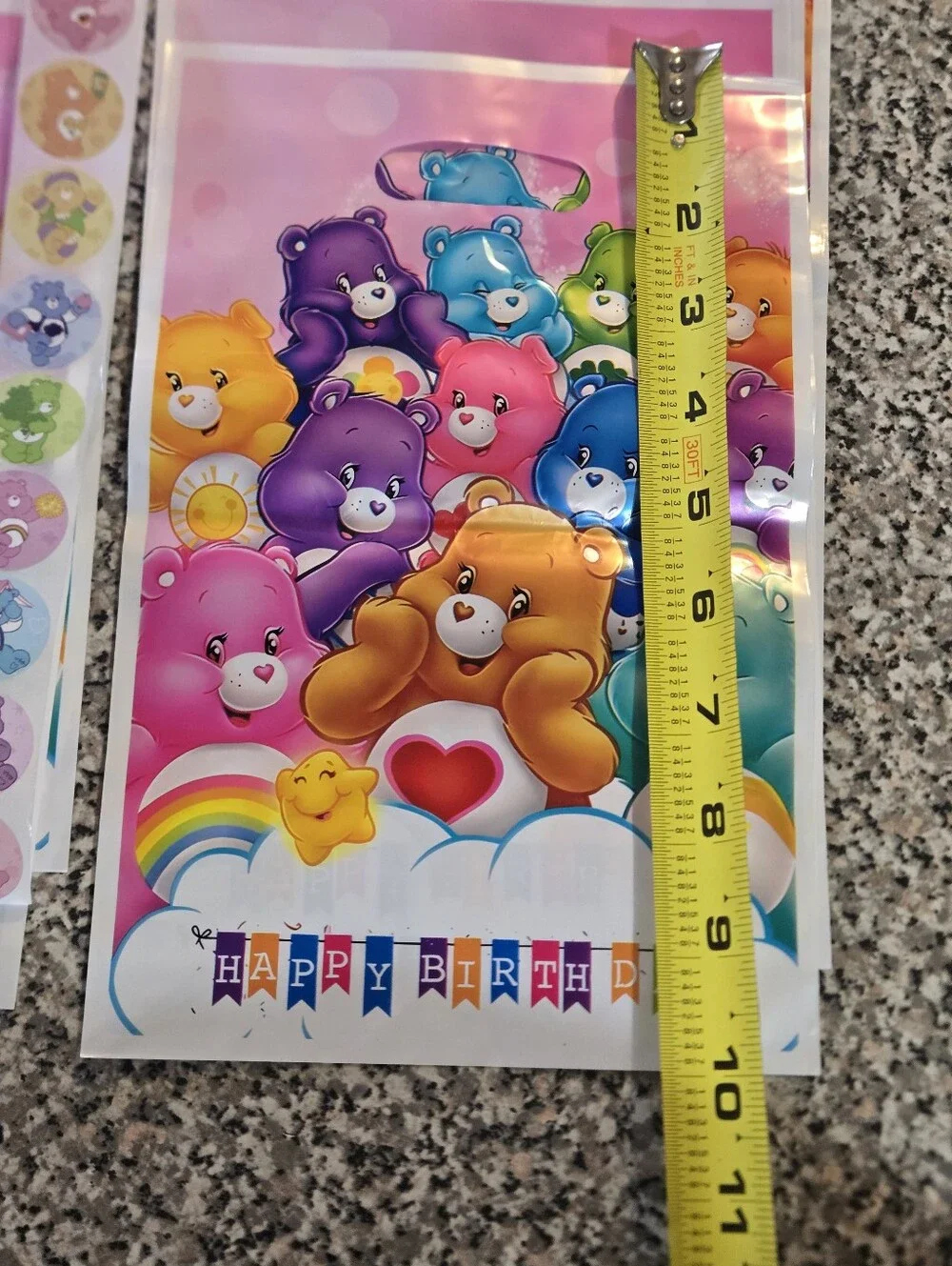 Care Bears Characters Pink Party Favor Bags with Stickers